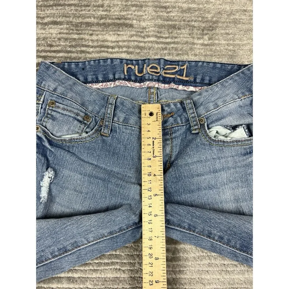 Rue 21 Jeans‎ Womens 1/2 Blue Medium Wash Straight Slim Casual